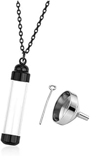 PiercingJ Personalized Custom Big Stainless Steel Acrylic Tube Bottle Cremation urn Locket Memorial Ashes Holder Necklace Cylinder Urn Keepsake Locket Pendant + Funnel Kit