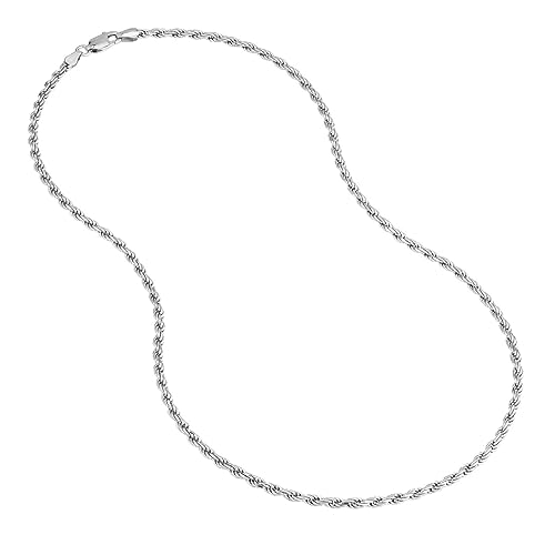 925 Sterling Silver Rhodium Plated Sparkle Cut Rhodium Rope Chain Necklace 2.7Mm 24 Inch Jewelry Gifts For Women #TOP2