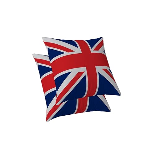 ggaimwf UK Flag Cushion Covers Union Jack Cushions British United Kingdom Flag Pillow Covers for Sofa Home Decorative Throw Pillowcase with Invisible Zip Chair Bedroom Living Room 40x40cm Set of 2