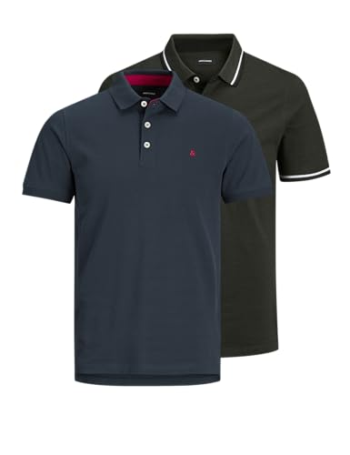 JACK & JONES Men's Jjepaulos Polo SS 2Pk Mp Noos (Pack of 2), Sky Captain, M