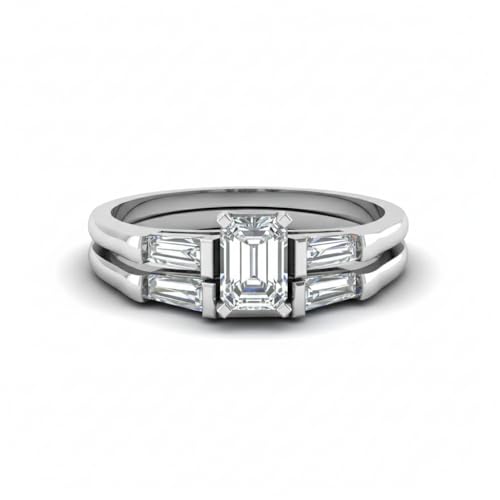Alliance émeraude et argent sterling façonner un ensemble de mariage d'une rare élégance