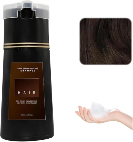 Hair Color Shampoo, Hair Instant Dye Shampoo for Women & Men All Hair Textures, Haarshampoo-Farbe Für Die Abdeckung Von Grauem Haar Und Bart (Dunkelbraun)