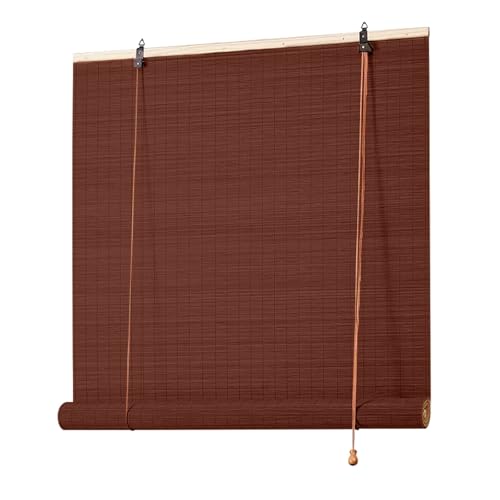Cortina De Bambú Exterior para Filtrado De La Luz y Protección Solar - Persiana Enrollable Decorativa 65-160cm Ancho para Jardín, Patio y Balcón (Brow
