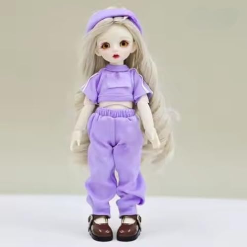 Image of Tickles Movable Joints Doll with Beautiful Eyes Fashionable Dress for Kids Girls (Color: Purple Size: 30 cm)