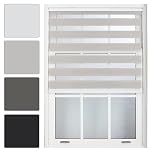 FURNISHED Day and Night Roller Blinds - Zebra Blind Dim or Translucent Vision Roller Shades for Windows and Doors - Dual Layer Fabric, Grey, 110W x 165H cm