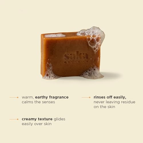 Image of Saka Organics Turmeric Bath Soap with Shea Butter, Pack of 2 (120g Each) | Handmade Cold-Processed Soap | Brightening, Gentle Cleansing & Nourishing | Sulphate & Paraben Free