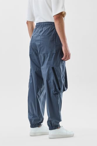 Image of SNITCH Men Cargo Pants | Relaxed Fit with Elastic Waistband & Drawstring | Durable Cotton Polyester Blend & Utility Pockets for Casual & Streetwear Styling