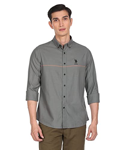 Image of U.S. Polo ASSN. Men's Cotton Striped Slim Fit Shirt