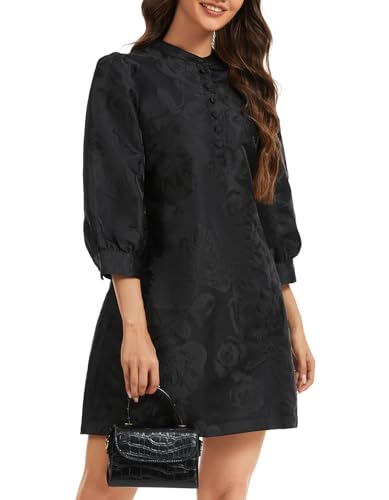 Image of Ladyful Women's Floral Jacquard Dress Cocktail Mini Shift Dresses