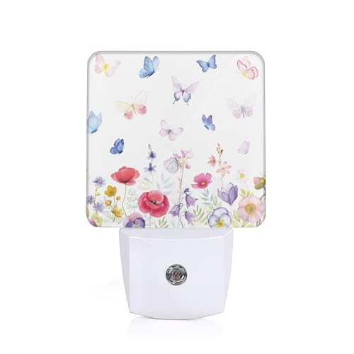 Image of Meadow Butterfly Night Light, Night Light Plug into Wall with Dusk to Dawn Sensor, LED Lamp Energy Saving Lights for Men Women Boys Girls,Lamp for Bedroom Bathroom Hallway
