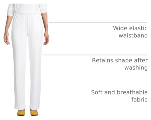 Image of Lands' End Women's Relaxed Fit Sport Knit High Rise Pants - Soft Cotton Pull-On with Elastic Waist