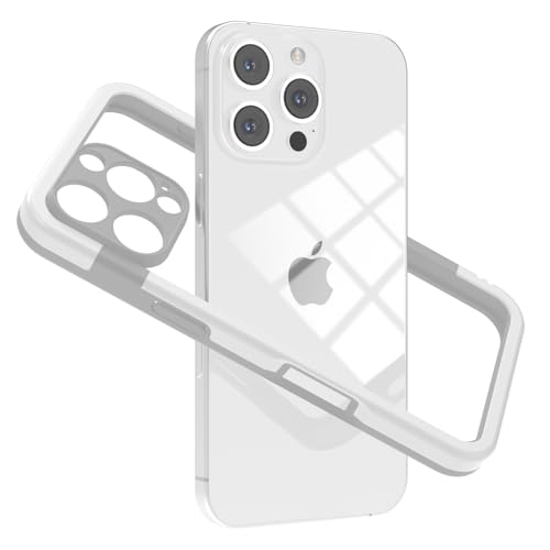 Wuwedo for iPhone 16 Pro Bumper Case Hybrid Protection Heat Dissipation Frame Bezel No-Back Phone Cover Case 6.3 2024 - White & Gray