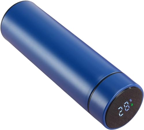 Botella inteligente de acero inoxidable con pantalla táctil LCD, aislada, para bebidas calientes y frías, con capacidad para 450 ml. Válida para café y té. (AZUL)