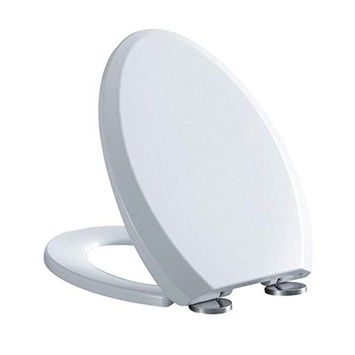 Toilettensitz, U-förmiger Toilettendeckel mit Pufferpolster, antibakteriell, langsam schließende Stummschaltung, extrem widerstandsfähig, Oben montierter Toilettensitzbezug für Badezimmer, weiß (weiß