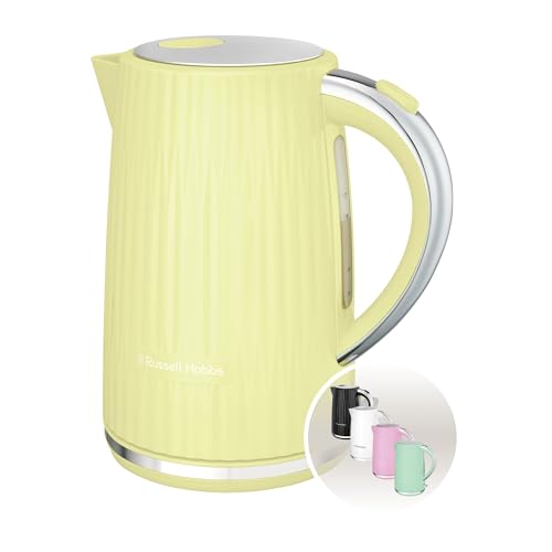 Russell Hobbs Electric Kettle (Hot Water, Tea or Coffee, 1.7L, Push to open lid, Perfect pour spout, Removable washable filter, Illuminated switch, Chrome accents, Lemon, 3000W) Eden 27363