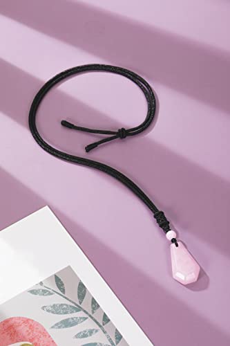 Jovivi 2 Pcs Amethyst Rose Quartz Crystals Necklace For Men Women Natural Healing Crystal Stone Coffin Gemstone Pendant Necklaces Quartz Jewelry Adjustable Rope #TOP5