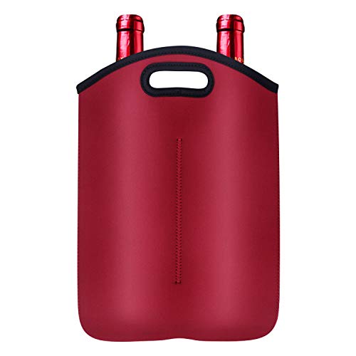 Double Wine Carrier Bag Portable Wine Bottle Travel Bag Wine Storage Bag Champagne Protective Cover Insulated Wine Tote Bag Holders Wine Bottle Protector for Travel, Picnic, Camping, Beach, Garden