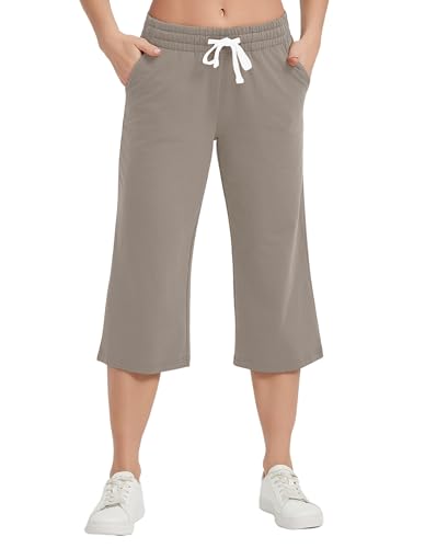Image of SPECIALMAGIC Women Capri Pants Cotton Yoga Wide Leg Pajama Pants Capris Sweatpants Sports