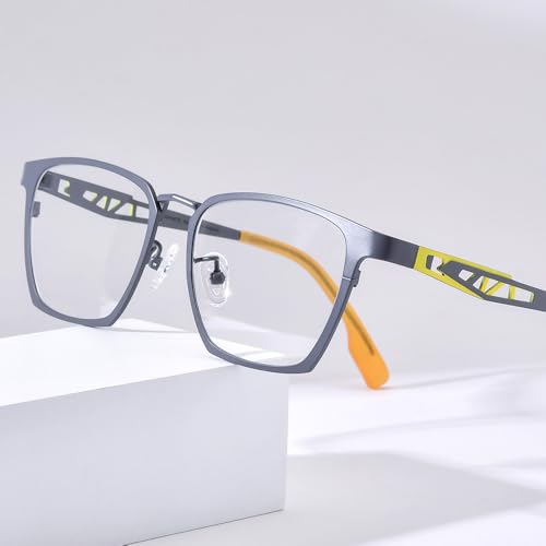 Image of FONEX Pure Titanium Glasses Frame Men Square Magnet Clip On Eyeglasses with Polarized Lens
