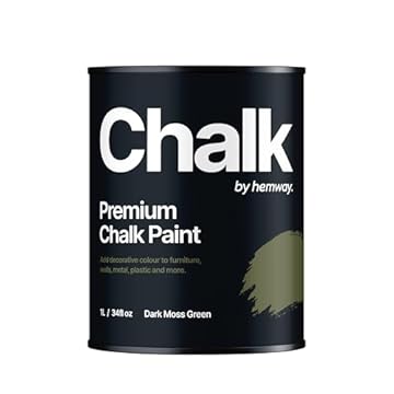 Hemway - Premium Chalk Paint - Dark Moss Green 1 L | Chalky Matt Shabby Chic Finish for Interior Furniture & Walls | Quick Dry & 1 Coat