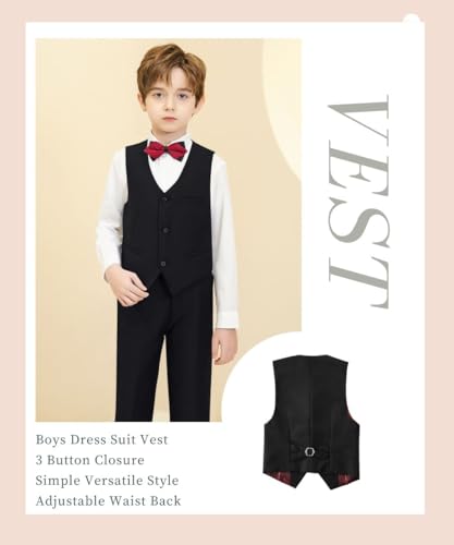Image of Boys Formal Suit Vest Kids 3 Button Adjustable Back Strap Toddler Vests