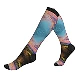 EZDLOWVBA Vineyard Kompressionsstrümpfe für Damen und Herren, Unisex, 20–30 mmHg, kniehohe Waden, für Fliegen, Laufen, Sport, 3 Schwarz, Einheitsgröße