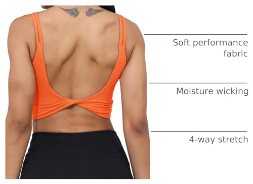 Image of LUYAA Womens Workout Sports Bras Backless Padded Yoga Tank Tops Crop Twist Low Back Cami Bra for Gym