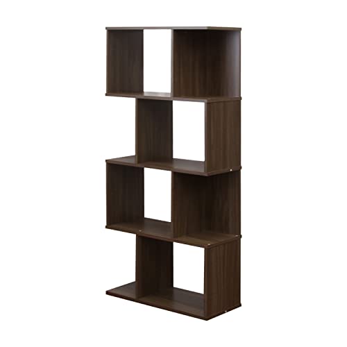 マナベインテリアハーツ 幅62 奥行28 高さ141 オープンシェルフ ディスプレイラック 本棚 飾り棚 間仕切り 4段 おしゃれ モジュールシェルフ ブラウン