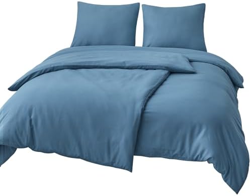 Aisbo Bettwäsche 135x200 4teilig Blau - Mikrofaser Bettwäsche-Sets Denim Blau mit Reißverschluss, ÖKO-TEX Bettbezug 135 x 200 cm 4tlg mit Kissenbezug 80x80 cm, Weich und Bügelfrei