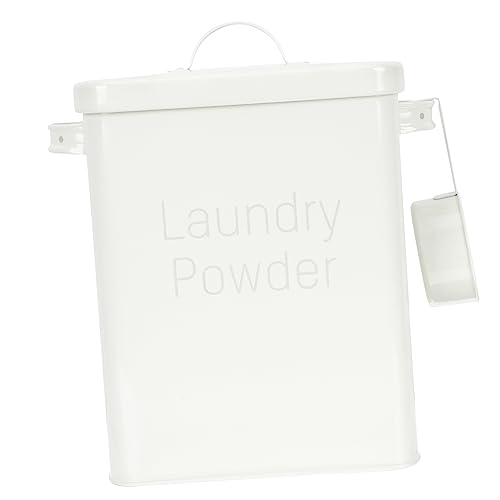 NIYANGLE Contenedor Detergente Polvo Hierro Organizador Lavadero Caja Almacenamiento Con Pala