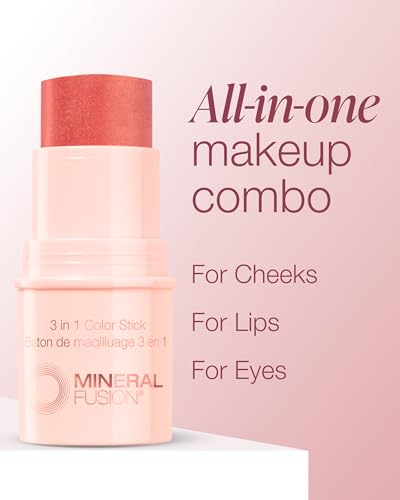 Mineral Fusion 3-in-1 Color Stick - Hydrating Tinted Cream Blush for Cheeks, Lip and Eye - Natural Multi Use Makeup (Terra Cotta)