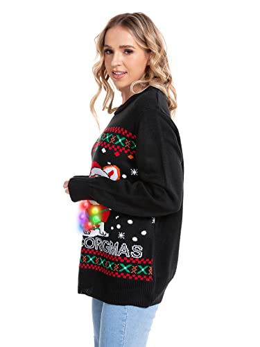 Hsctek Light Up Adults Christmas Knitted Sweater, Ugly Xmas Pullovers Women | 100% Non-Toxic Acrylic, Long-Sleeve, Crewneck, Built-In Light Bulbs With Batteries, Providing Comfort And Fashion Matching 3 Hsctek Light Up Adults Christmas Knitted Sweater, Ugly Xmas Pullovers Women | 100% Non-Toxic Acrylic, Long-Sleeve, Crewneck, Built-In Light Bulbs With Batteries, Providing Comfort And Fashion Matching - Image 4