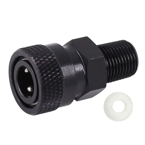 Universal 1/8 Zoll BSPP Außengewinde auf 8 mm Buchse, Schnelltrennverbinder-Adapter, schwarz verzinktes Kupfer, PCP Paintball-Ladearmaturen mit Dichtungs-O-Ring Cover