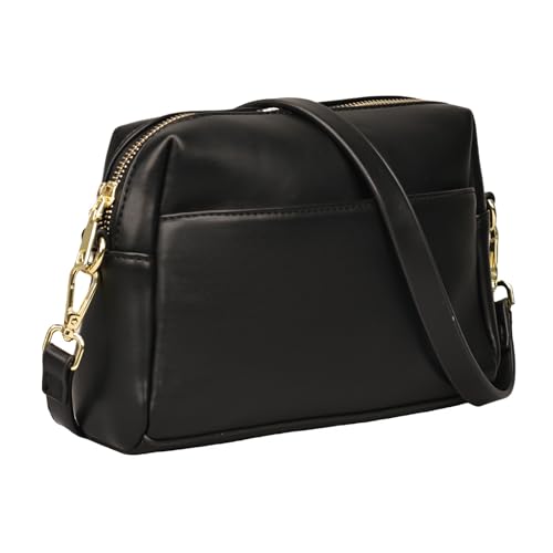 Crossbody Purse for Women,Small Vegan Leather Purse with Adjustable Shoulder Strap,Triple Zip Shoulder Handbag