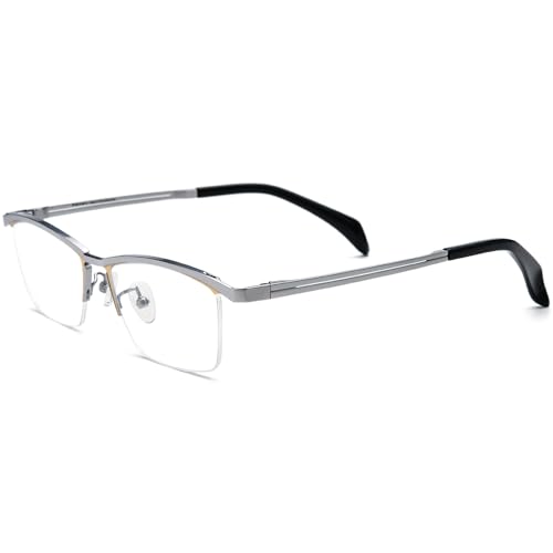 Image of FONEX Pure Titanium Glasses Frame Men Semi Rimless Square Eyeglasses Eyewear DTX416