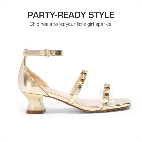 DREAM PAIRS Girls Sandals Low Heel Dress Pump Ankle Strap Two Strapped Bow Flower Wedding Party Shoes for Little Kid/Big Kid3