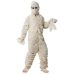 Gojoy Shop- Disfraz de Momia Niños Egipcia para Niños Halloween Canaval(Contiene:Mono de Vendas con Capucha,Tira de Vendas 7cm×2m y Mochila de Cuerdas.4 Tallas Diferentes)