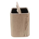 TOYANDONA Basurero con tapa abatible: 8,5 L, imitación madera, con tapa....