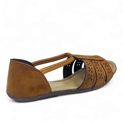 Image of Women's Flat Sole Trendy Sandal | Doctor Insole For Super Comfort & Durability | Perfect Arch Support | True Anti-Skid TPR Sole | Faux Lather Material | Lazer Cut Design | Fashionable & Trendy | Perfect Sandal for Casual or Semi-Casual