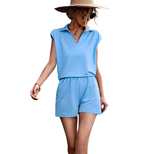 Ensemble décontracté 2 pièces short d'été et haut manches courtes couleur pure noir bleu XXL