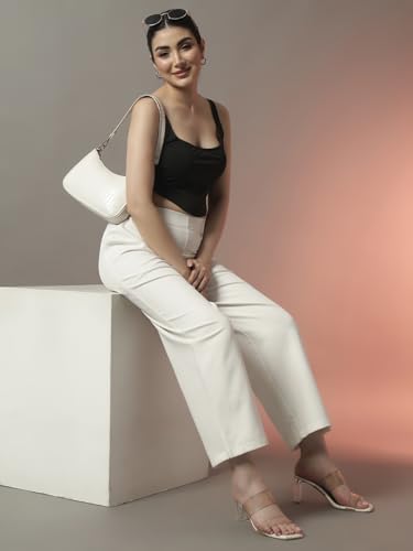 Image of Trend Arrest.ed Women's Stretchable Corset Style Crop Top | Square Neck Sleeveless Zipper Back Body-Hugging Fit | Casual