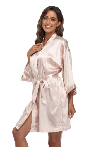 Image of Super Shopping-zone Women's Pure Bride Robes Embroidery Bridesmaid Robes Bridal Party Kimono Robe Wedding Sleepwear