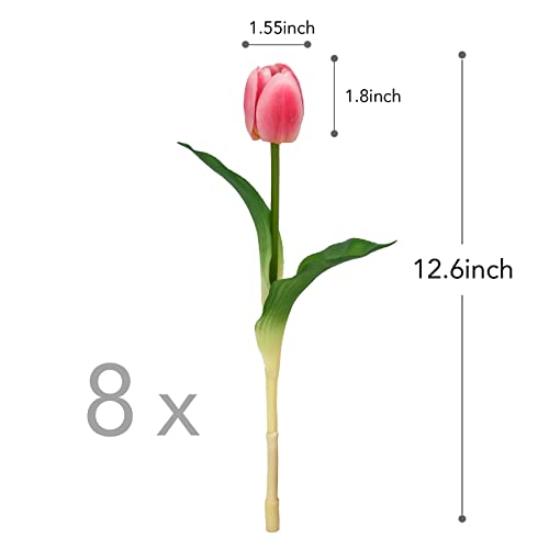 Softflame Artificial/Fake/Faux Flowers - Tulip Pink 8PCS for Wedding Home, Party, Restaurant, 12.6 inches - Image 4