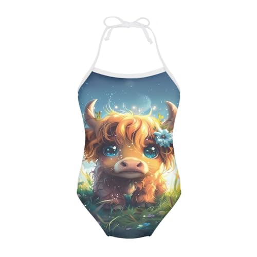 Image of ELEQIN Cartoon Animal Cute Girls One Piece Swimsuit Adjustable Swimwear for 3Y-10Y
