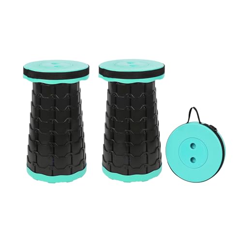 NEUEFAMI Camping Stool 2 Pack Collapsible Retractable Foldable Chair Outdoor Green 2 Pack