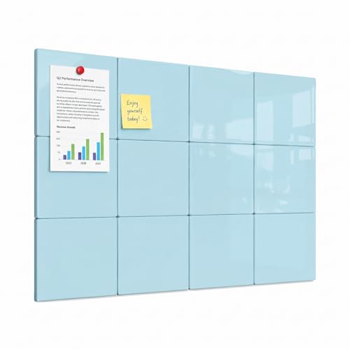 Comix Magnetic Whiteboard, 12 Pack Magnetic Whiteboard for wall, Light Blue