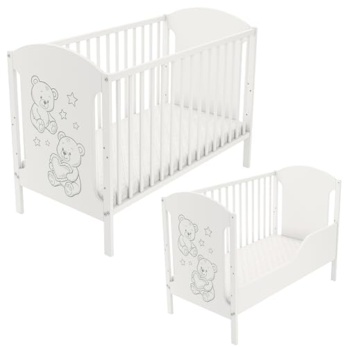 Generisch Babybett Hugo 120x60 inkl. Umbaukit und Matratze...