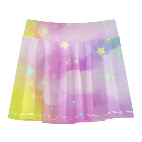 Joisal Running Athletic Shorts Girls Skorts Tennis Skirts Kids Girl Skort Pastel Rainbow Gradient Stars 4t