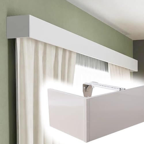 Panel Decorativo para Barra de Cortina de Pared, Marco de Caja, cornisa para Ventanas de Sala de Estar, Dormitorio y Cocina, sin rieles, Soporte Deflector (5 m/16,4 pies)