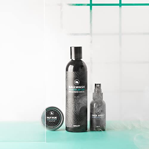 Ballsy Ballwash Charcoal Body Wash for Men - Moisturizing Men’s Bodywash with Coconut Oil – Soap for Men & Great for your Most Intimate Areas, 8oz